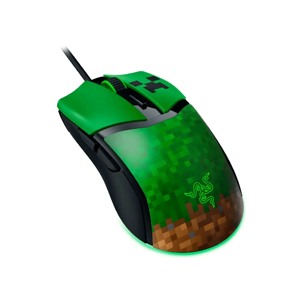 [RZ01-04650200-R3M1] Razer Cobra Minecraft Edition Lightweight Optical Wired Gaming Mouse with Chroma RGB Lighting, Razer Gen‑3 Optical Mouse Switches - Green