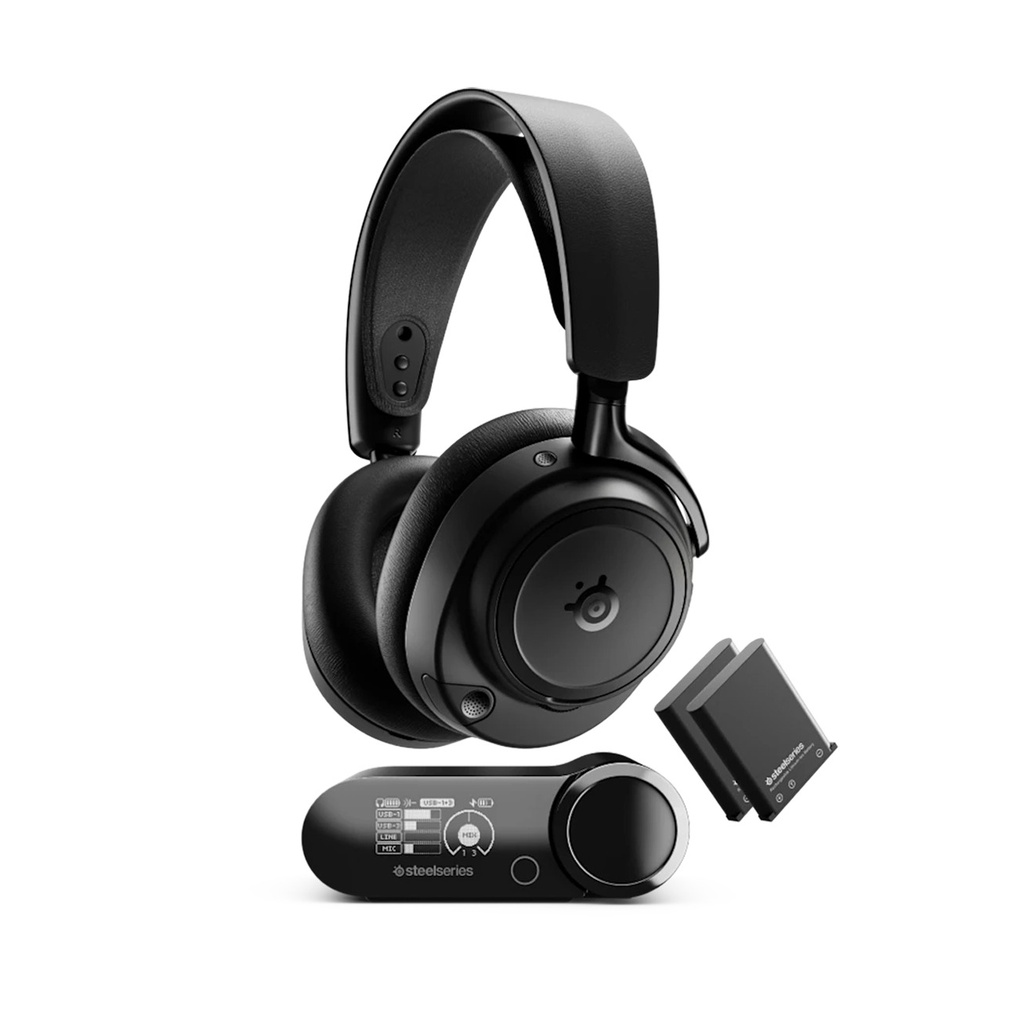 [61661] SteelSeries Arctis Nova Elite - Hi-Res Wireless Gaming Headset, 96kHz/24bit, Carbon Fiber Drivers, Active Noise Cancellation, Wireless/Bluetooth/Wired Connectivity, Multi-Source Mix, OmniPlay PC / PlayStation / Xbox, Obsidian | 61661