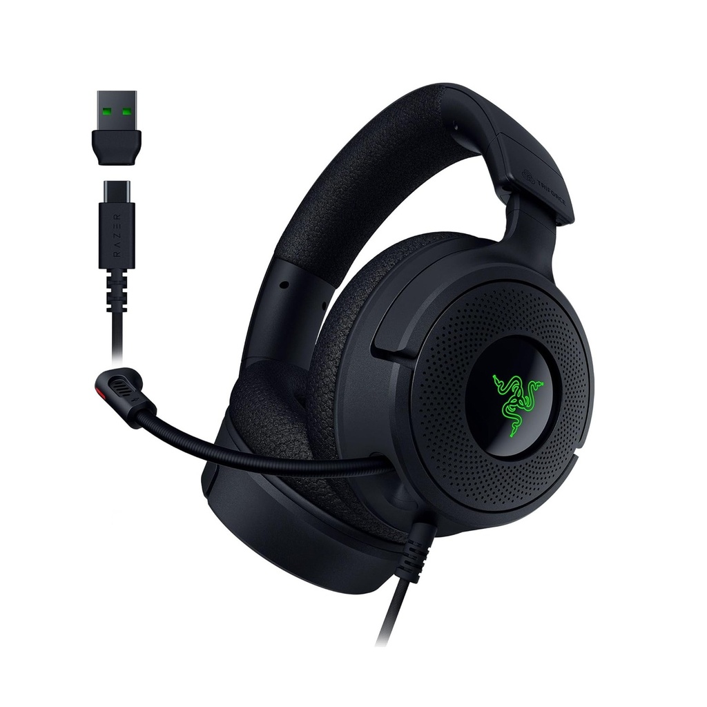 [RZ04-05180100-R3U1] Razer Kraken V4 X Wired Gaming Headset, 40 mm Drivers, Cardioid Mic, Memory Foam Cushions, Chroma RGB Lighting, Type C & Type A Cable, for PC, Mac, PS5, Nintendo Switch 2, Steam Deck, Smartphone, Black | RZ04-05180100-R3U1