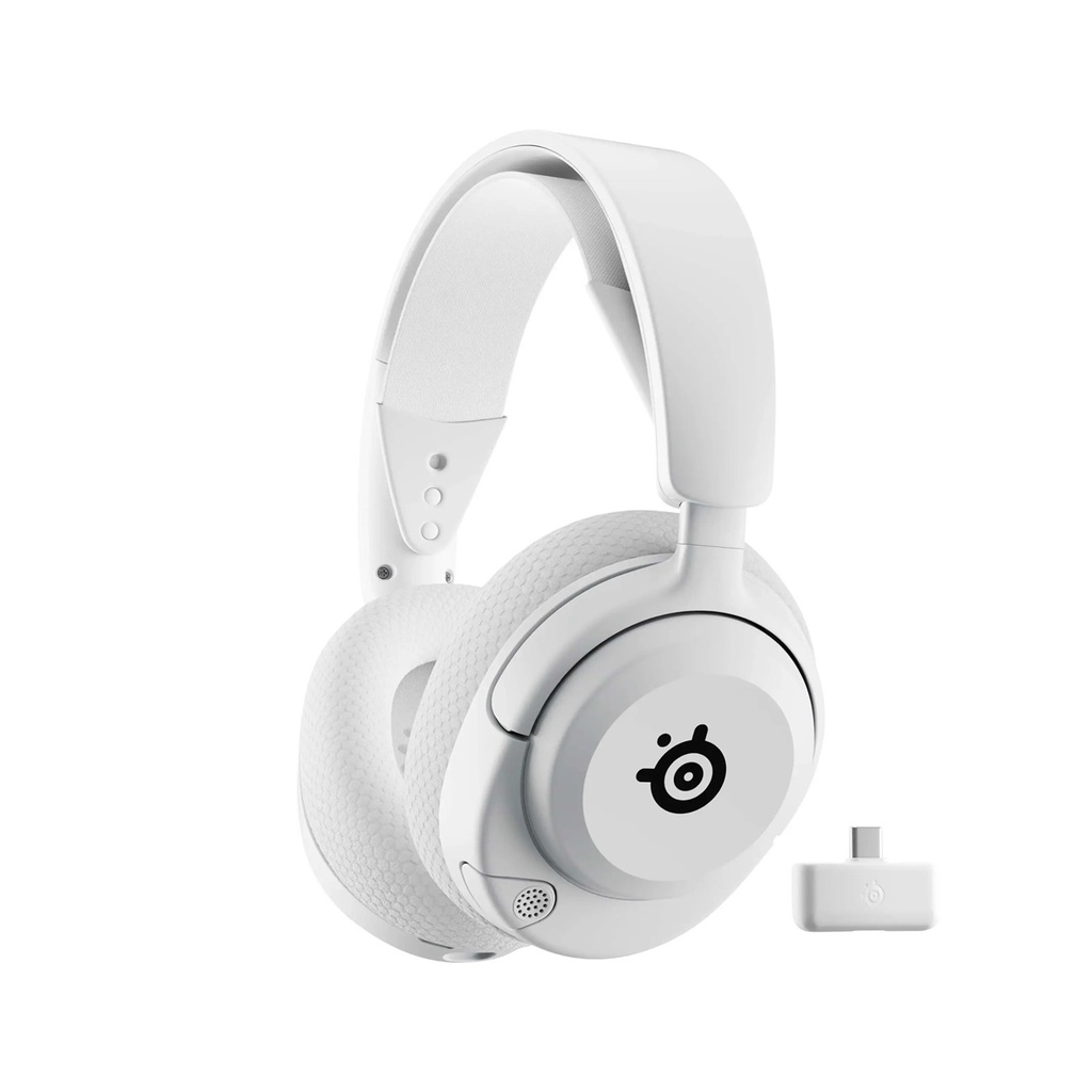 [61674] SteelSeries Arctis Nova 5P Wireless/Bluetooth Gaming Headset AI Noise Cancellation ClearCast 2.X Retractable Mic Up to 60-Hours Battery life,Neodymium Magnetic Drivers For PC,PS5/PS4,Nintendo & Mobile Devices - White