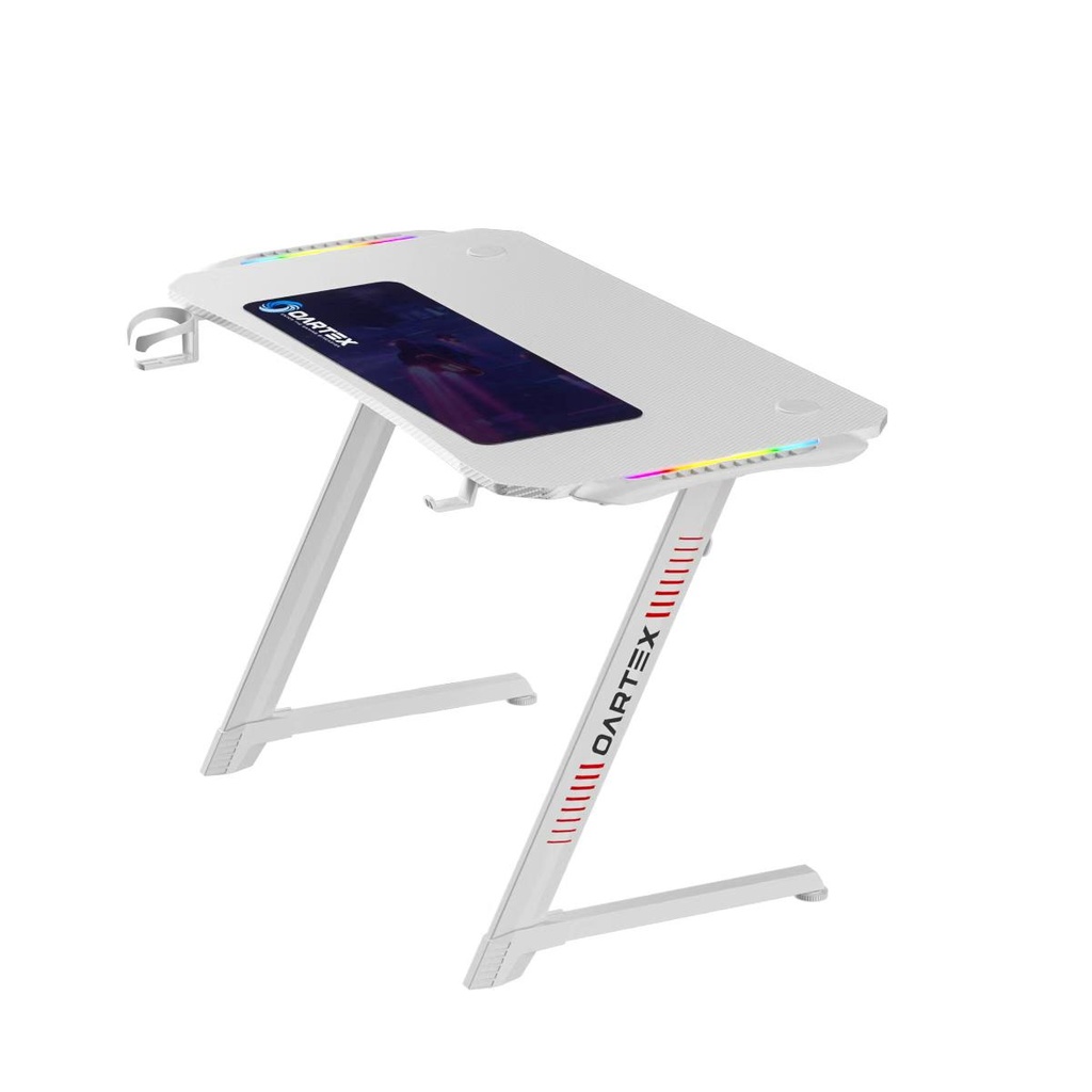 [507585] Oartex OX-1160 Carbon Fiber Gaming Table 110*60*75cm Include Mousepad with RGB Light (White)