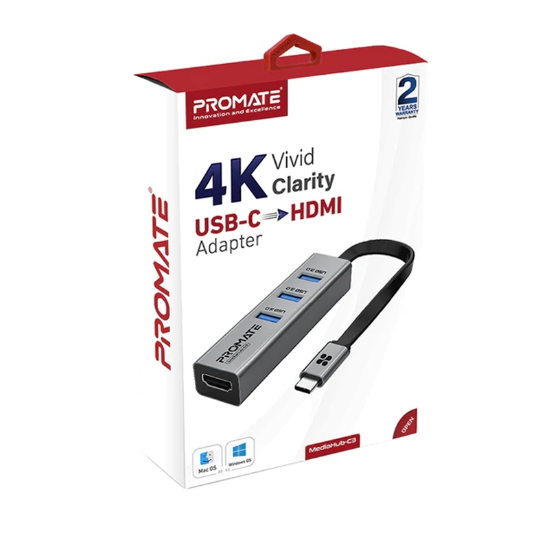 [MediaHub-C3] Promate Media Hub 4K Vivid Clarity USB-C to HDMI Adapter