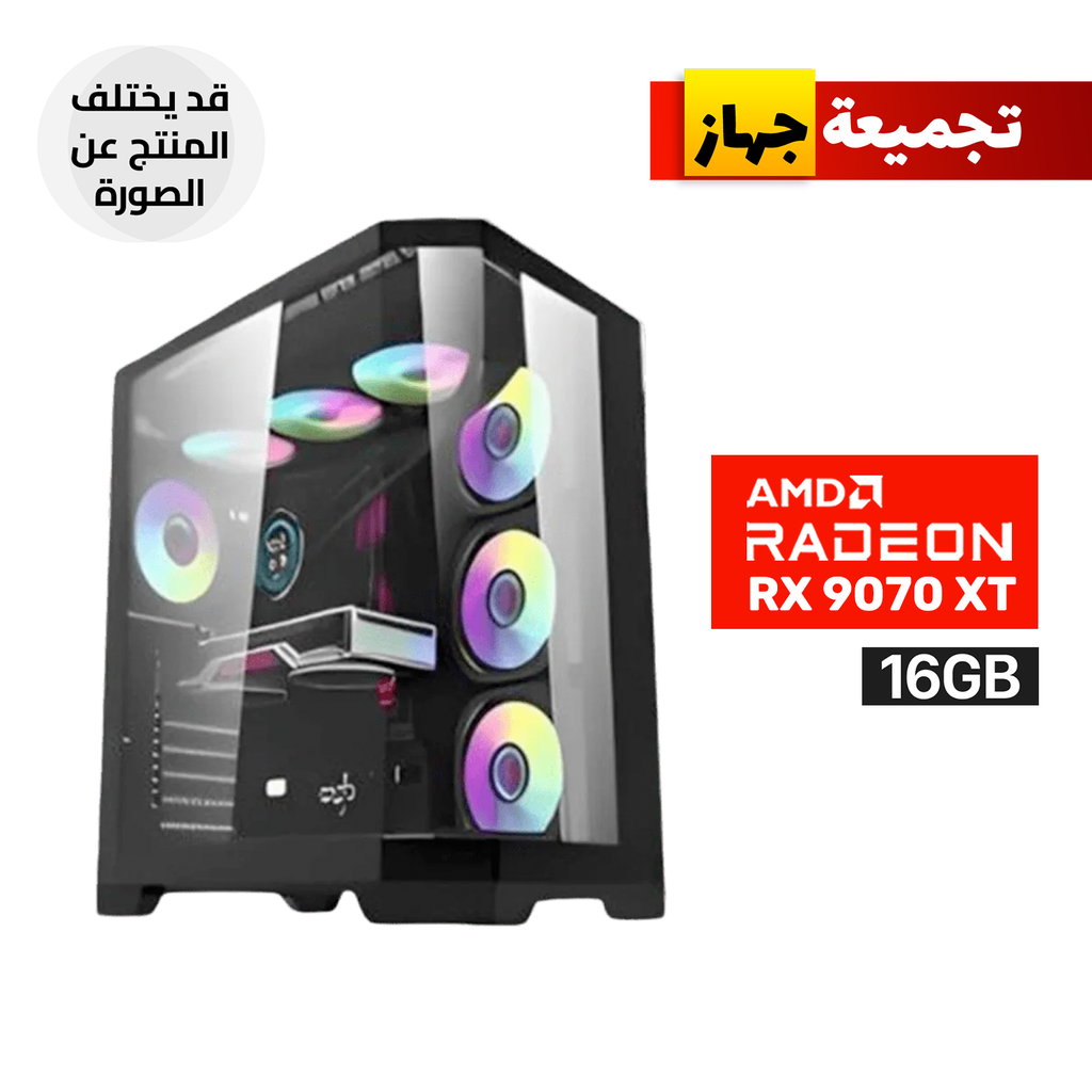 DarkFlash Aigo FT418 Pro Mid Tower Two Panel Front & Left Side Tempered Glass Case with 7 RGB Fans - Black