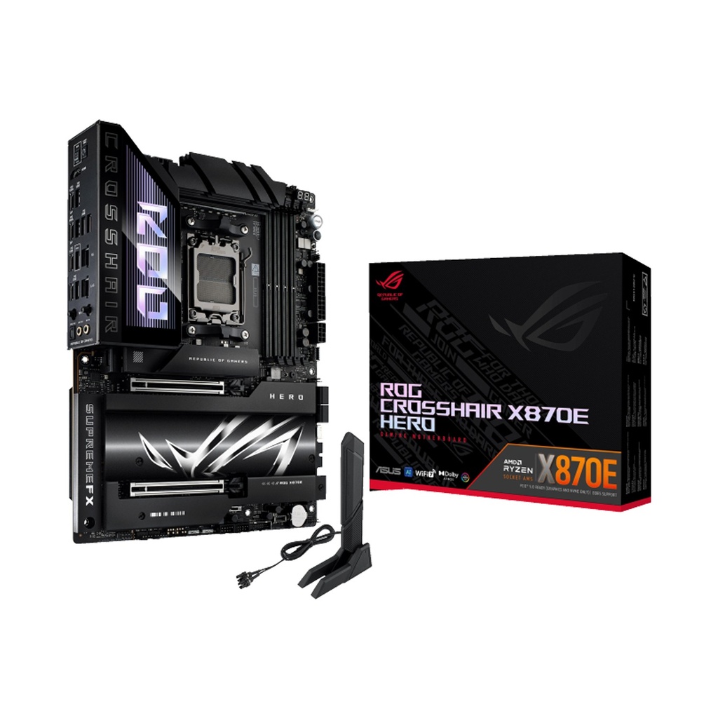 [90MB1IE0-M0EAY0] Asus Rog CrossHair X870E Hero AMD Ryzen Wi-Fi7 DDR5 ATX Gaming Motherboard