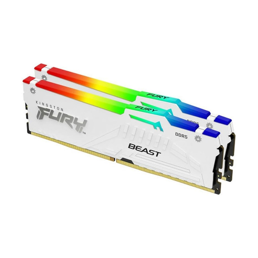 [KF560C30BWAK2-64] Kingston Fury Beast RGB 64GB (2x32GB) DDR5 6000MHz CL30 Memory Kit of 2 AMD Expo/Intel XMP, White | KF560C30BWAK2-64