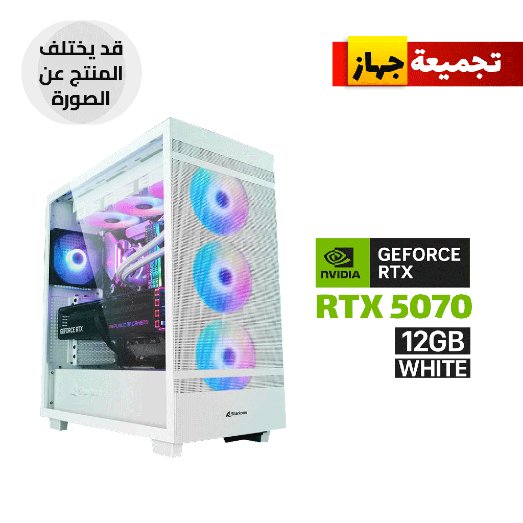 [REBAL] Gaming PC Intel Core i7-14700K, ASUS Z790-P WiFi DDR5 Motherboard, 32GB DDR5 6000 RAM, 1TB NVMe SSD, RTX 5070 12GB White GPU, 850W Gold PSU, L360 Liquid Cooler White, Sharkoon Rebal C50 Case 4x RGB Fans, Windows 11 Pro