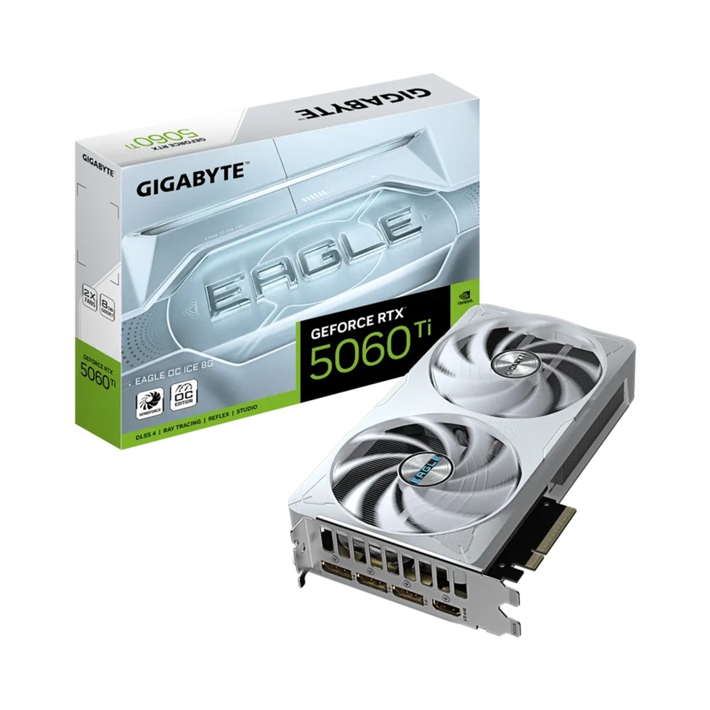 [GV-N506TEAGLEOC] GigaByte GeForce RTX 5060Ti EAGLE OC ICE 16GB GDDR7 Graphics Card-White