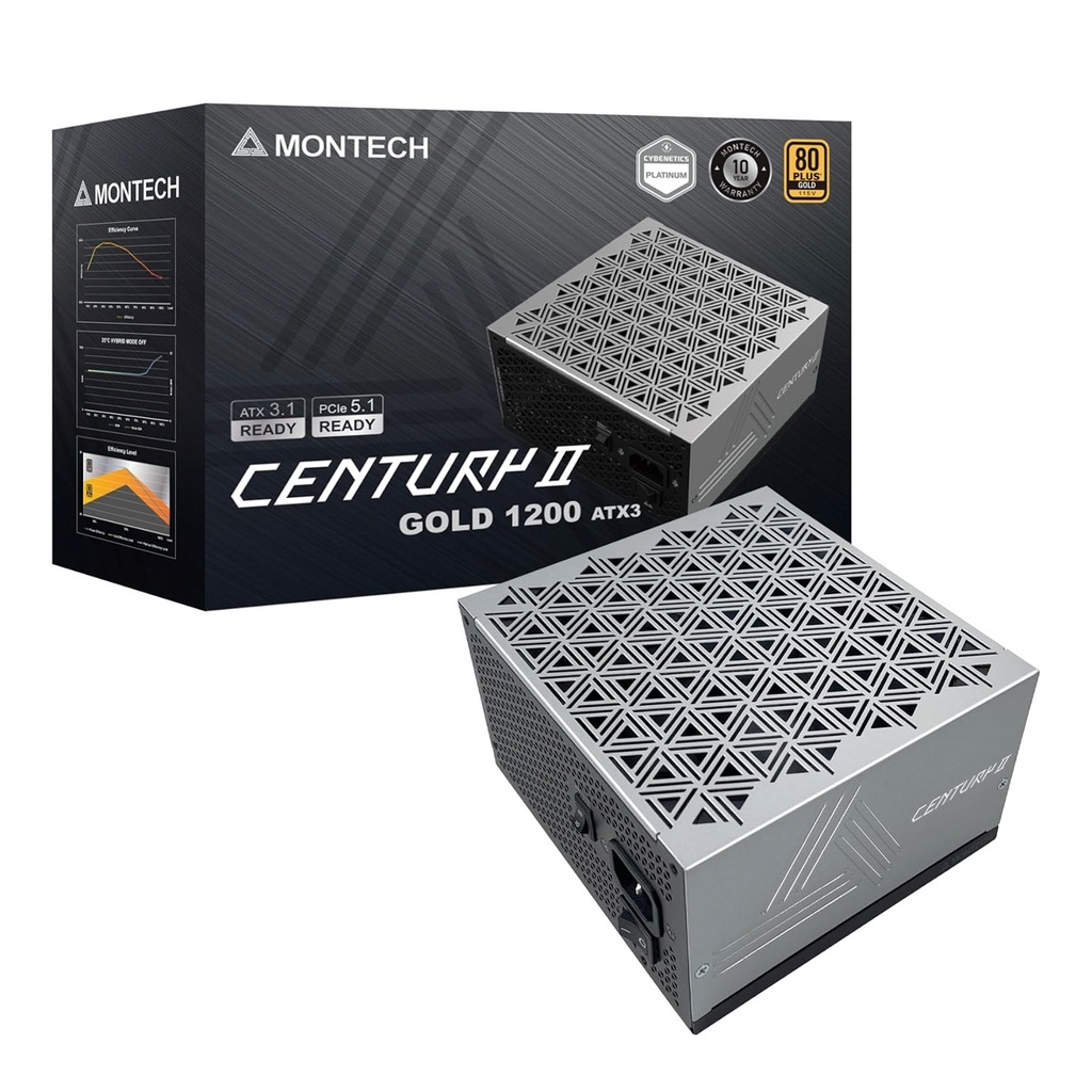 [CENTURY] Montech Century II 80 PLUS GOLD & Cybenetics Platinum Fully Modular ATX 3.1 PCIe 5.1, 850W Power Supply
