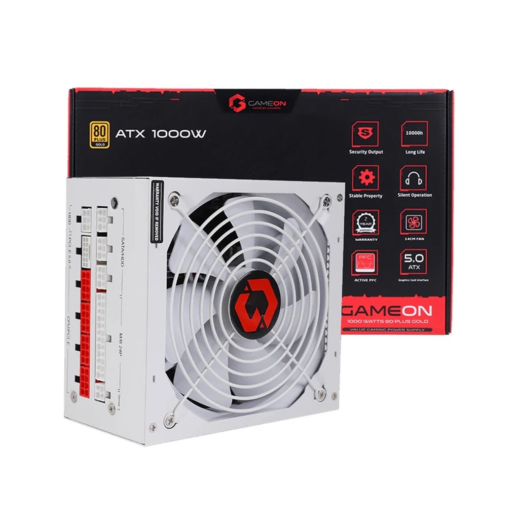 [GO-SPYATX1000W-WHITE] GameOn 1000 Watt SPY2 80Plus Gold Fully Modular Power Supply - White