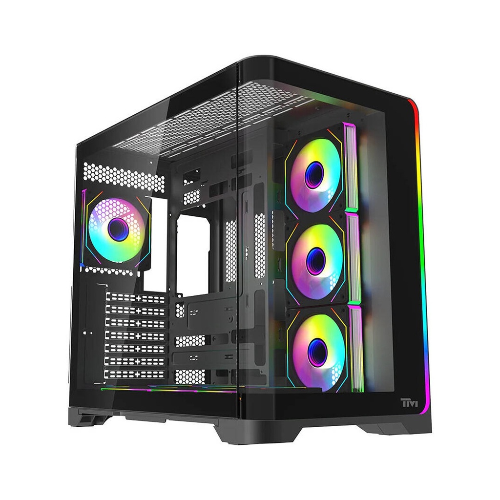 [TM-FLUX-B] Twisted Minds Flux Series ATX Mid Tower Gaming Case - Black (7 ARGB Fans Included)